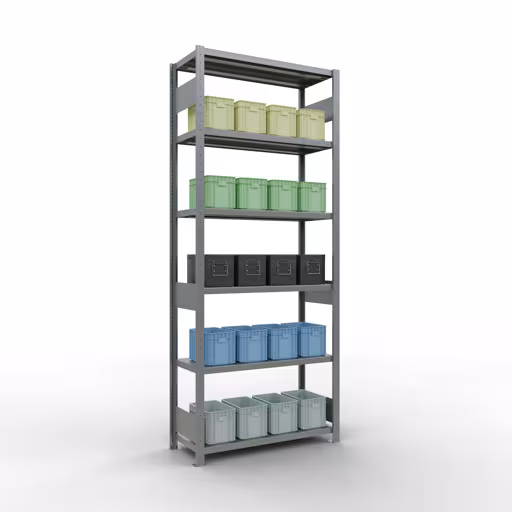 Étagère de base, étagère, système enfichable MULTIplus330, 2500 x 1000 x 400 mm, 6 étagères, galvanisée de Schulte Lagertechnik de la gamme de produits du système enfichable