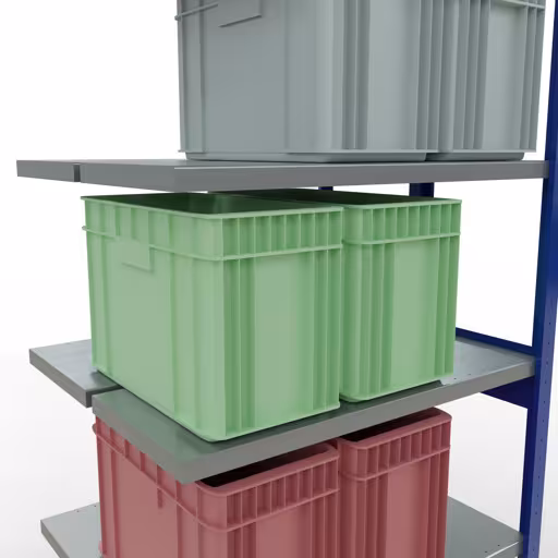 Scaffale aggiuntivo, scaffale doppio, sistema di scaffali MULTIplus250, 2500 x 1000 x (2x400) mm (AxLxP), 2x6 ripiani, barre longitudinali, RAL 5010 blu genziana di Schulte Lagertechnik dalla categoria scaffali