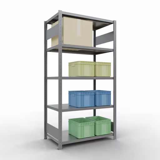Figura n. 13 dell'articolo scaffale base, scaffale, sistema a innesto MULTIplus250, 2000 x 1000 x 600 mm (AxLxP), 5 ripiani, barre longitudinali, zincato del gruppo di prodotti sistema a innesto della marca Schulte Lagertechnik