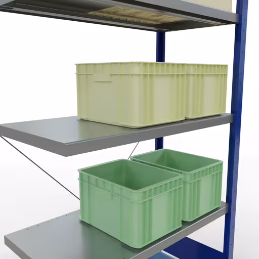 Immagine aggiuntiva dell'articolo Ripiano aggiuntivo, ripiano per ripiano, sistema a innesto MULTIplus330, 2000 x 1000 x 500 mm (AxLxP), 5 ripiani, traversa, RAL 5010 blu genziana/zincato da ripiano aggiuntivo