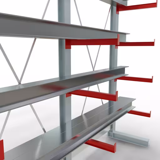 Abbildung Nr 7 des Artikels K 3000 Komplettregal, einseitig, 2500 x 2600 x 600 mm, RAL 7001 / RAL 3000, 5 Lagerebenen aus der Produktgruppe Kragarmregale von der Marke Schulte Lagertechnik