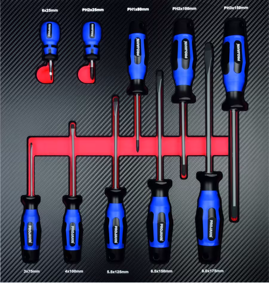 Tournevis à insert pour 10 vis Phillips PH et vis à fente vides ou remplis, systèmes d'organisation et chariots d'atelier, réf. 5999-481